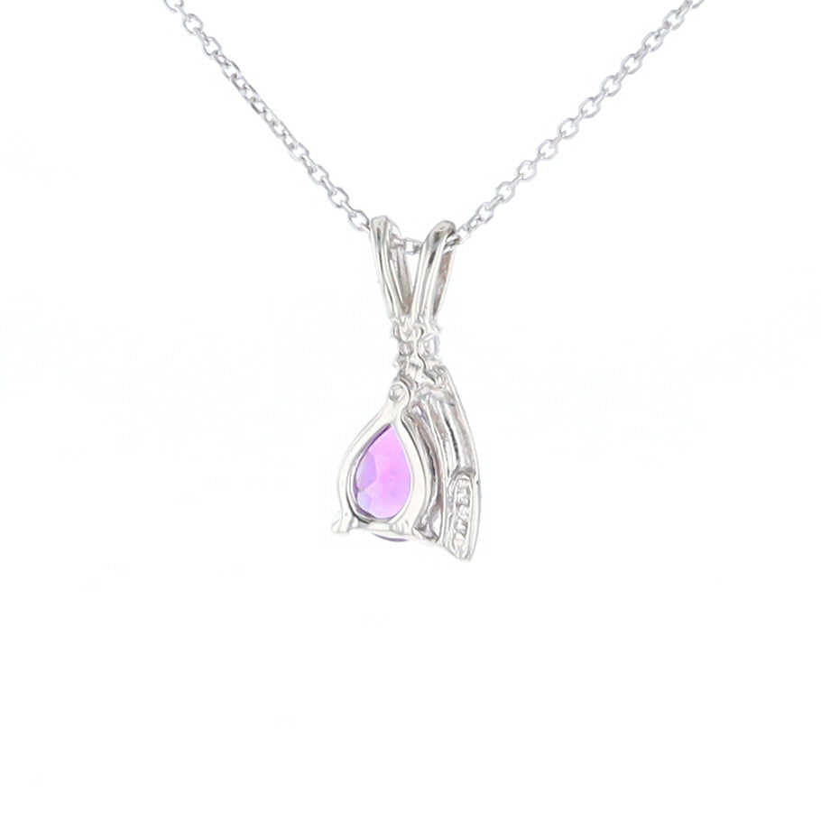 Amethyst Pear Ribbon Necklace