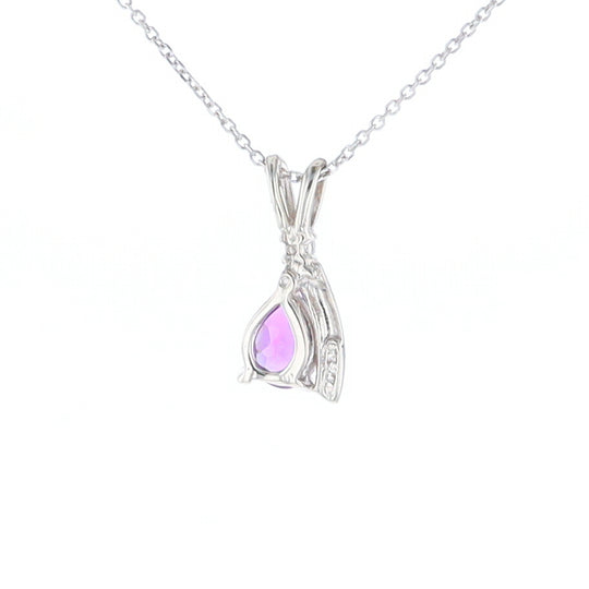 Amethyst Pear Ribbon Necklace