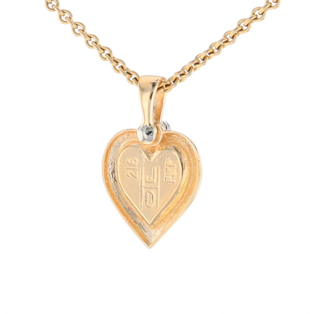 Gold Quartz Heart Shape Inlaid Pendant with .02ct Diamond