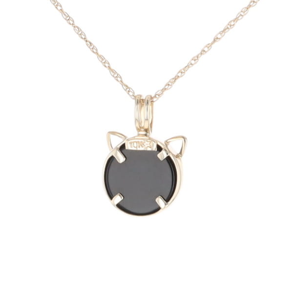 Onyx Cat Pendant with Diamond Eyes