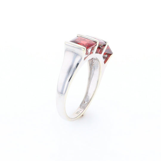 Three Square Garnet Ring