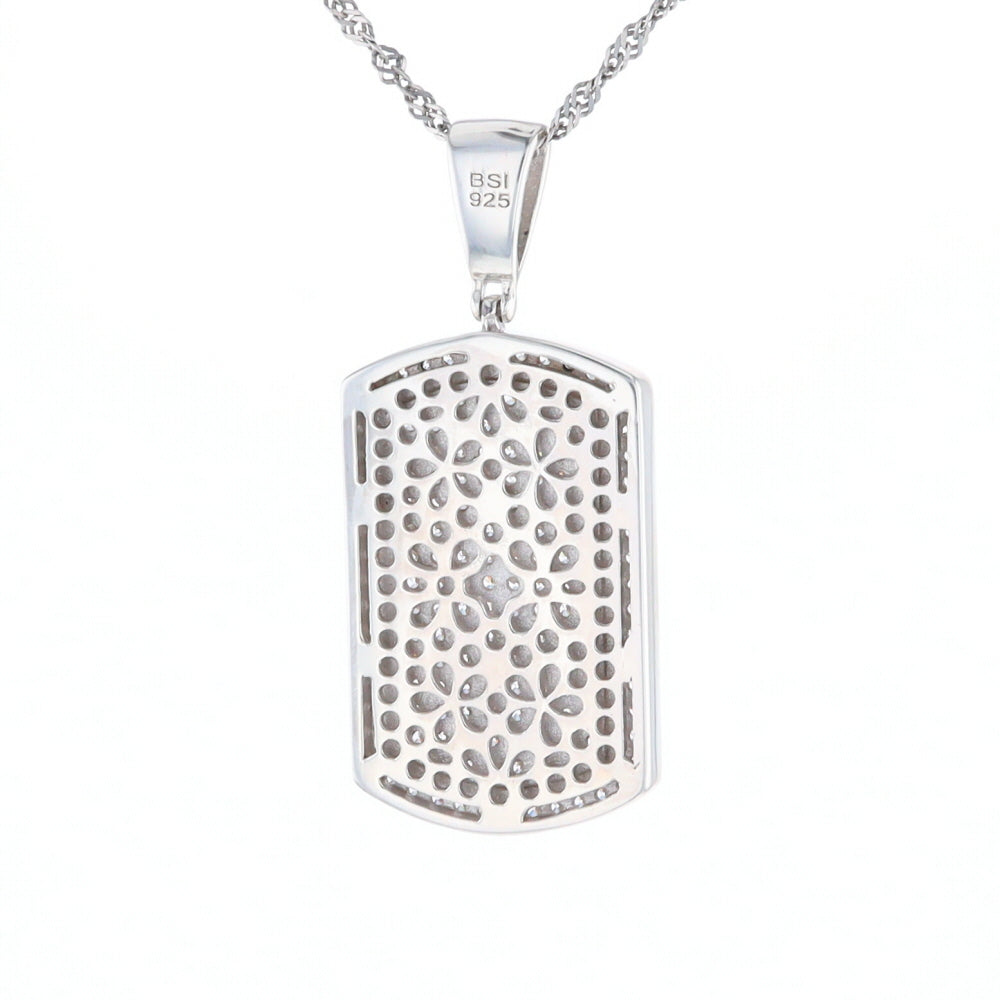 Cubic Zirconia Dog Tag Pendant