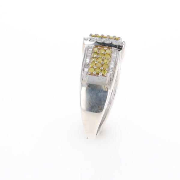 Yellow and White Diamond Filigree Design Ring