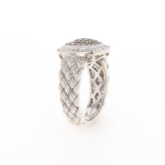 Champaign Diamond Square Braided Cluster Band