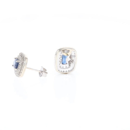 Double Halo Sapphire Earrings