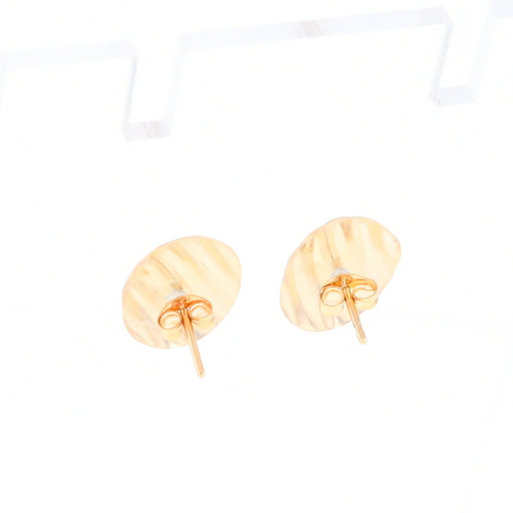 Gold Scorred Disc Stud Earrings