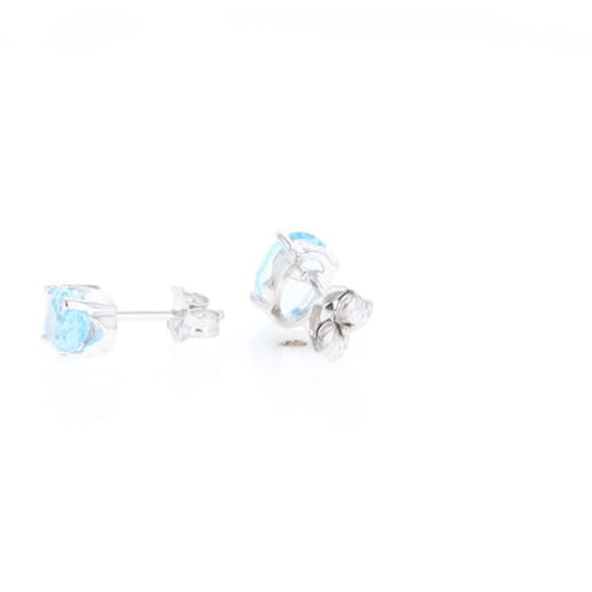 Oval Blue Topaz Stud Earrings