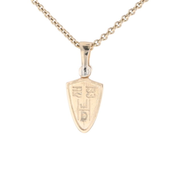 Gold Quartz Pendant Shield Shape Inlaid Pendant with .02ct Diamond