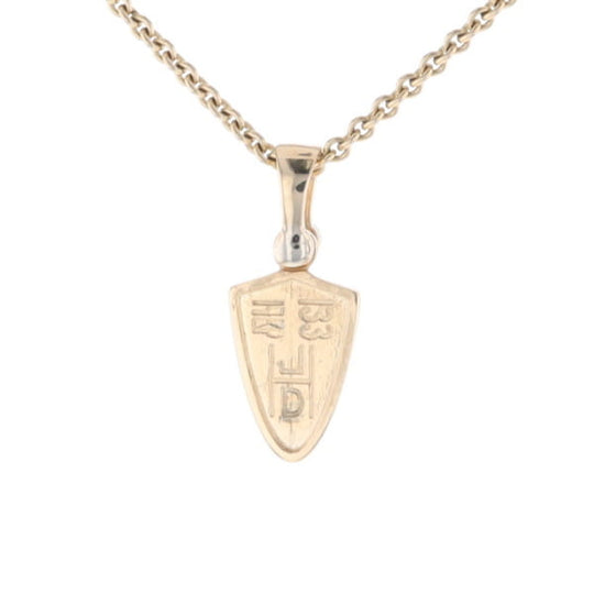 Gold Quartz Pendant Shield Shape Inlaid Pendant with .02ct Diamond