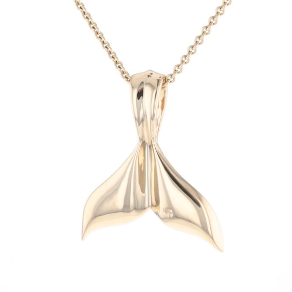 Whale Tail Natural Gold Nuggets Inlaid Pendant XL