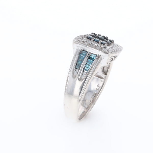 Square Blue & White Diamond Ring