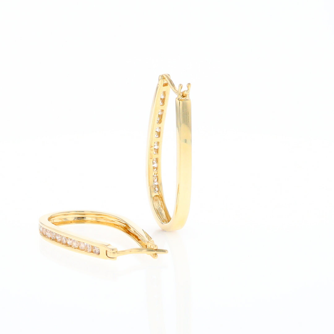 U-Shaped Channel Set Diamond Hoop Earrings