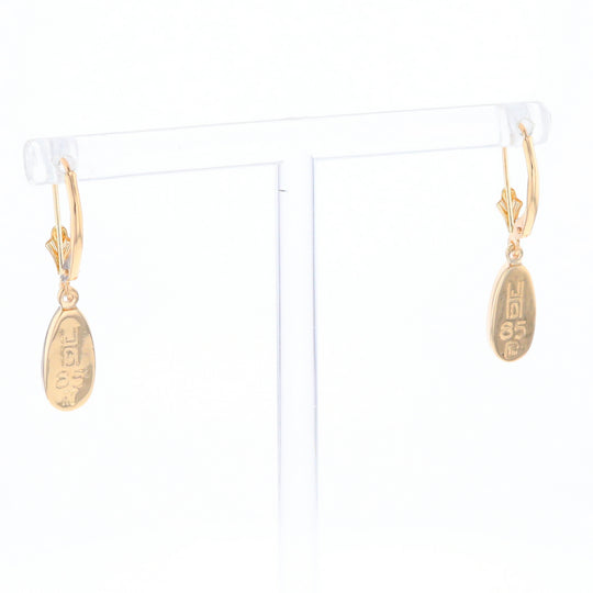 Gold Quartz Earrings Tear Drop Inlaid Lever Backs