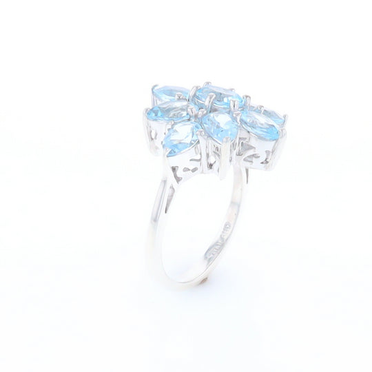 Blue Topaz Flower Ring