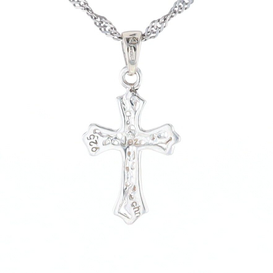 Sterling Silver Flower Cross Pendant