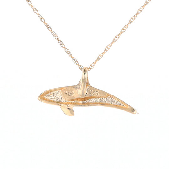 Gold Quartz Necklace Orca Killer Whale Inlaid Sea Life Pendant