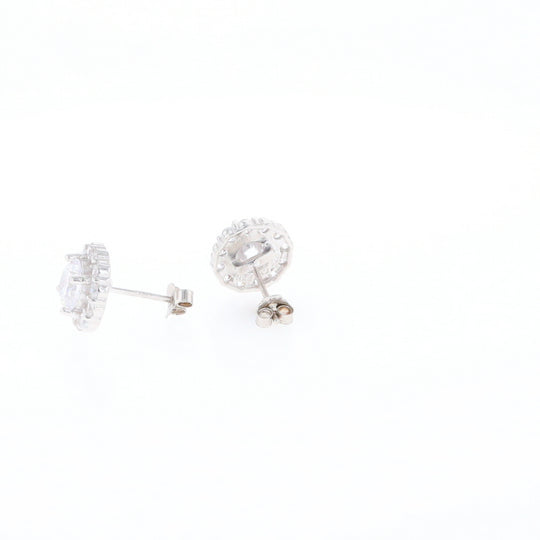 Cubic Zirconia Halo Stud Earrings