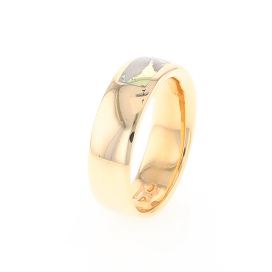 Gold Quartz Ring 3 Section Rectangle Inlaid Band