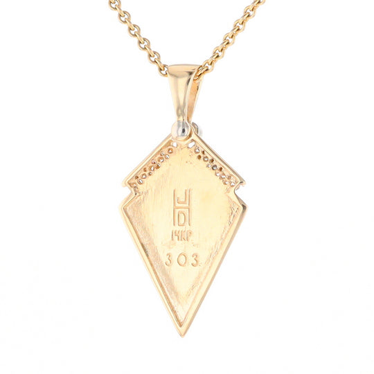 Gold Quartz Kite Shape Inlaid Pendant with 0.19ctw Diamonds (G1)