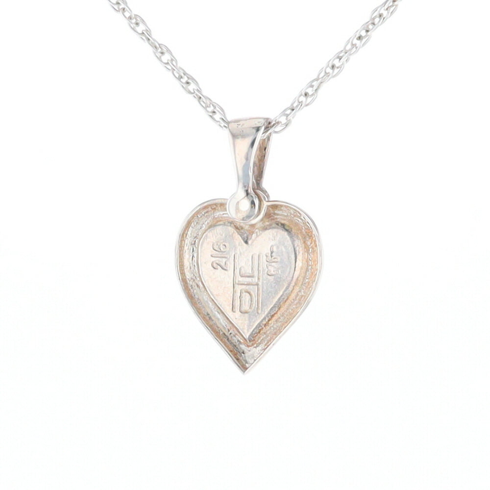 Sterling Silver Gold Quartz Inlaid Heart Pendant - G3