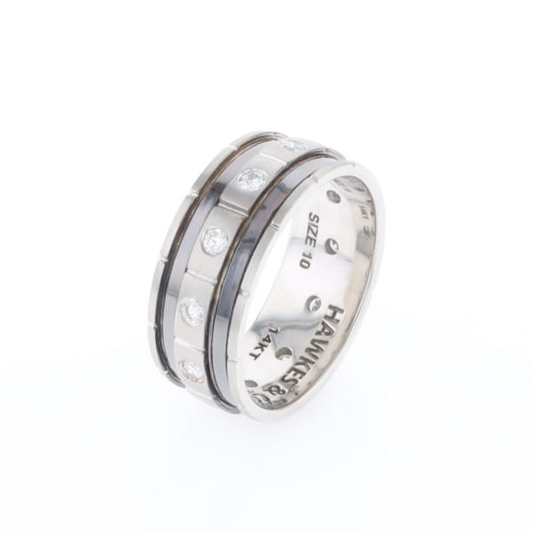Contemporary Men's Comfort Fit Wedding Band With Diamonds