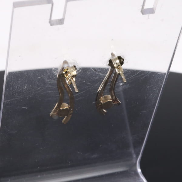Opal Earrings Round Inlaid Double Curved Bar Design Studs