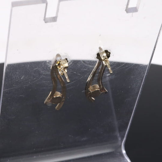 Opal Earrings Round Inlaid Double Curved Bar Design Studs