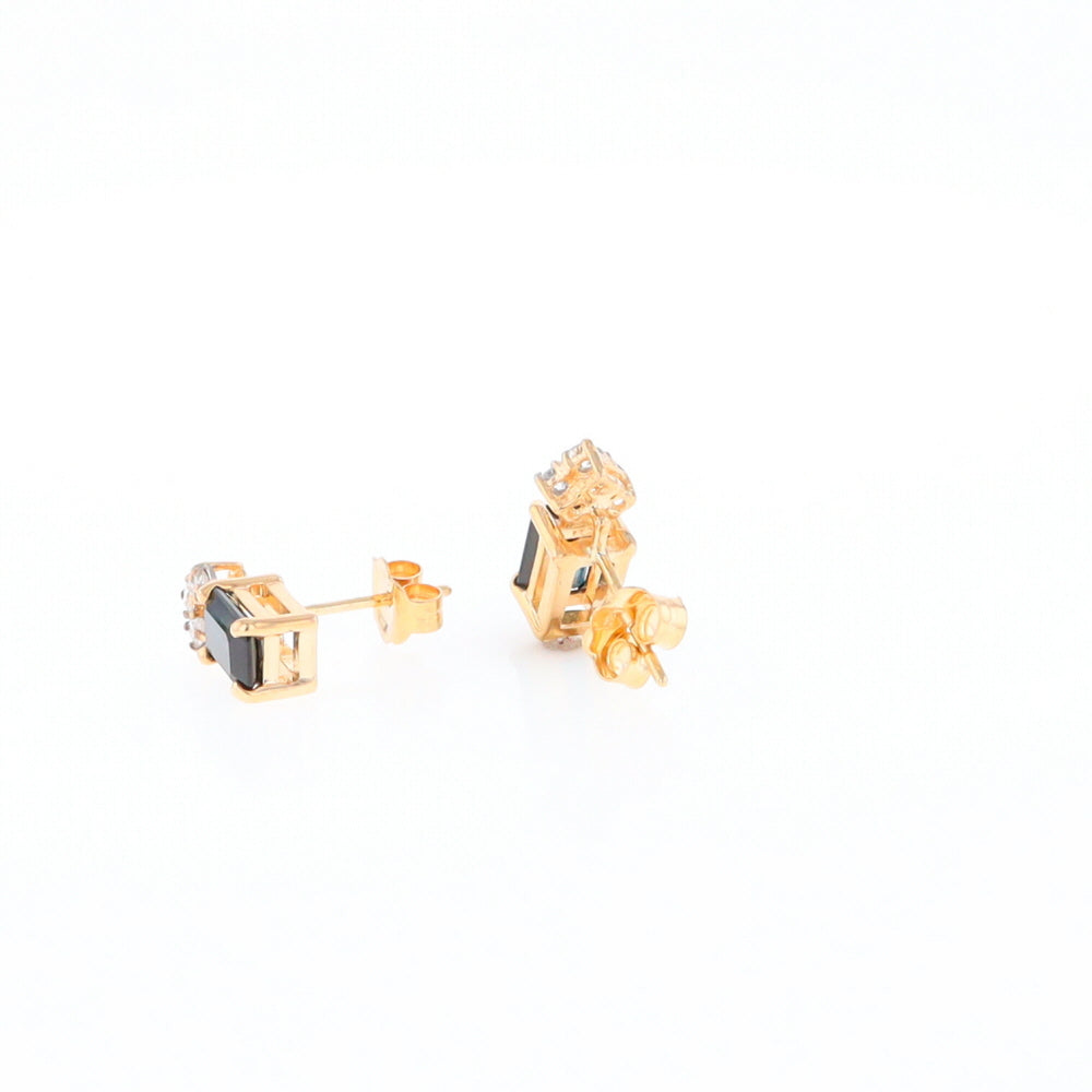 Rectangle Blue Sapphire Stud Earrings