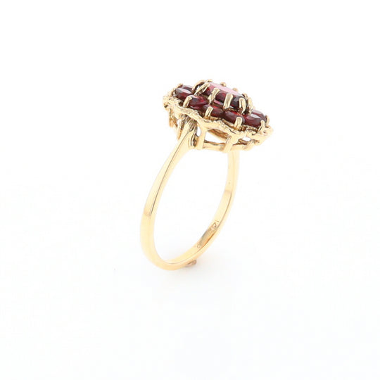 Floral Cluster Garnet Ring