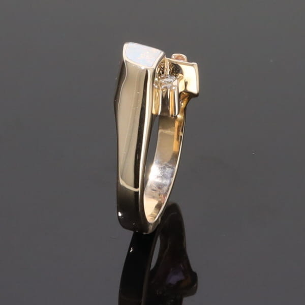Opal Rings Geometric Inlaid with Pink Sapphire and .08ctw Diamonds