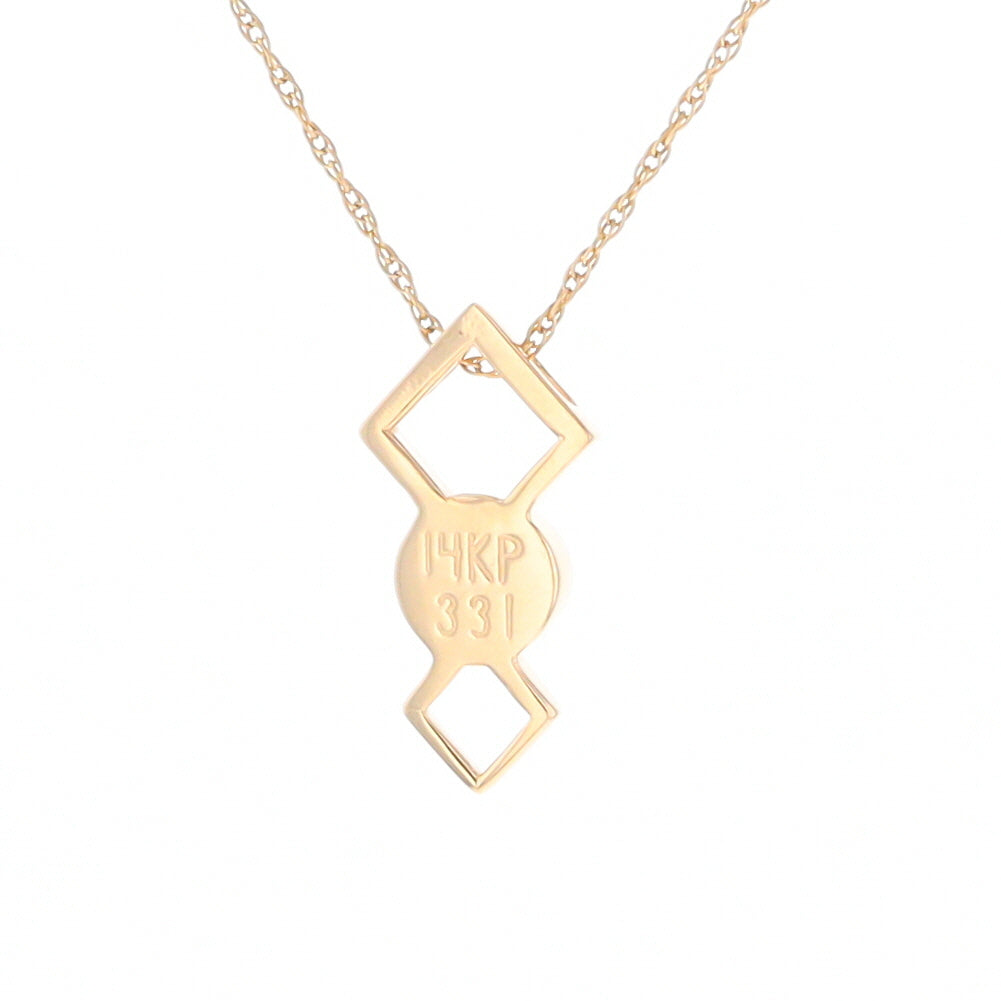 Gold Quartz Round Inlay Double Diamond Design Pendant