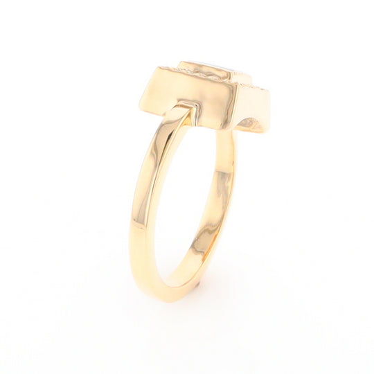 Gold Quartz Ring Square Inlaid Halo .14ctw Diamonds Design