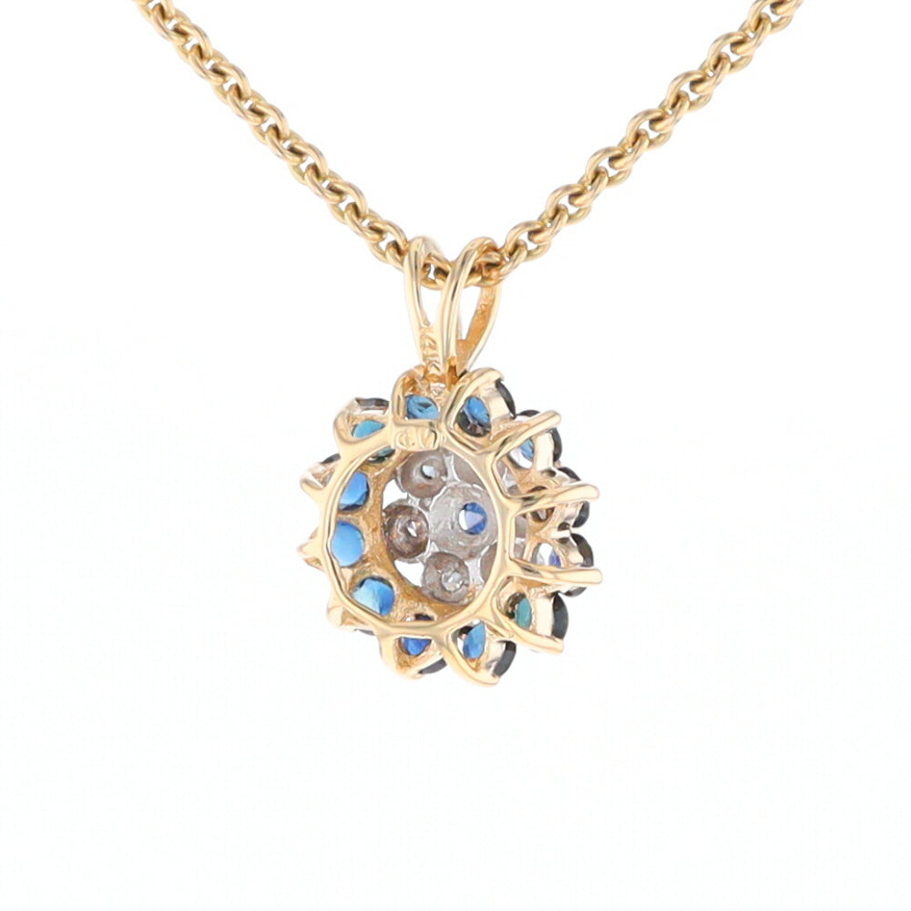 Round Diamond & Sapphire Cluster Pendant