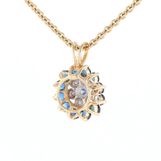 Round Diamond & Sapphire Cluster Pendant