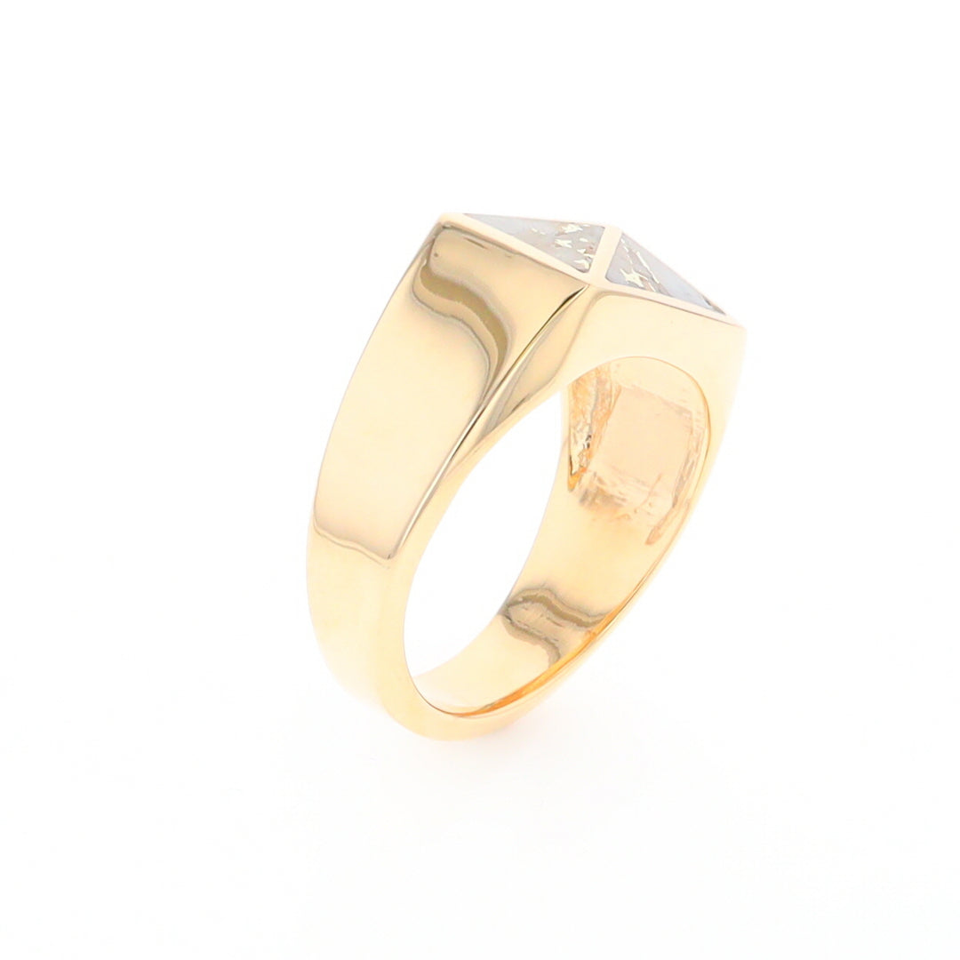 Four Section Gold Quartz Inlaid Men's Ring G2