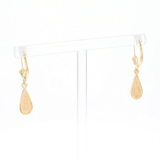 Gold Quartz Earrings Tear Drop Inlaid Lever Backs