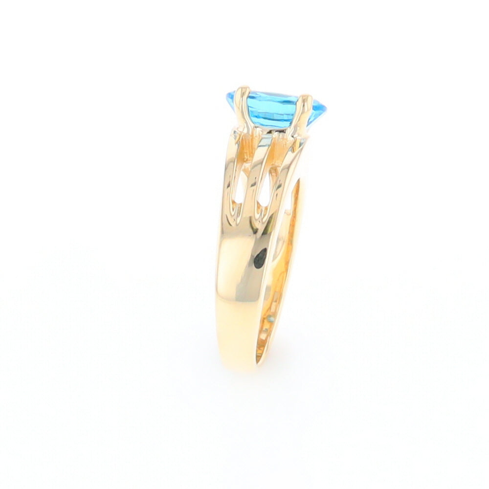 Split Shank Oval Blue Topaz Ring