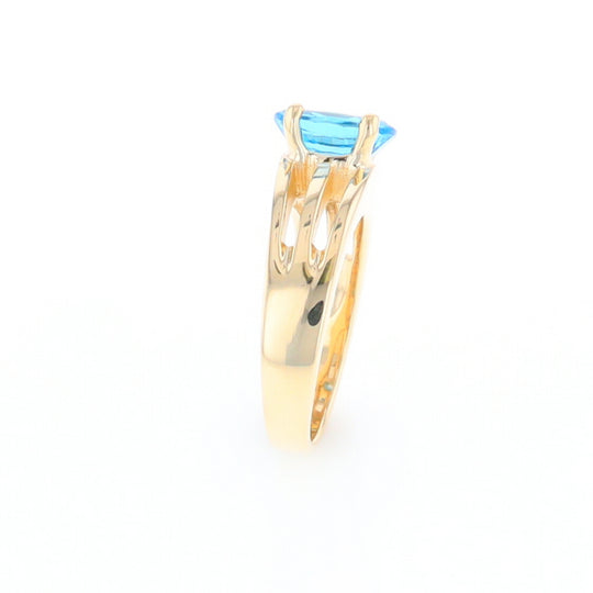 Split Shank Oval Blue Topaz Ring