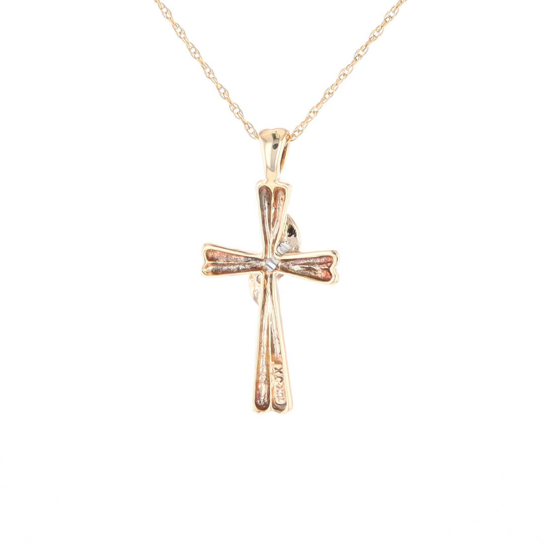 Diamond Crossover Ribbon Cross Pendant