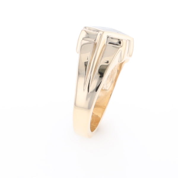 Natural Meteorite ring diamond shape inlaid design with .16ctw round diamonds