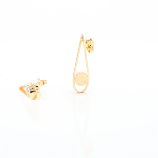 Gold Quartz Round Inlaid Teardrop Earrings - G2