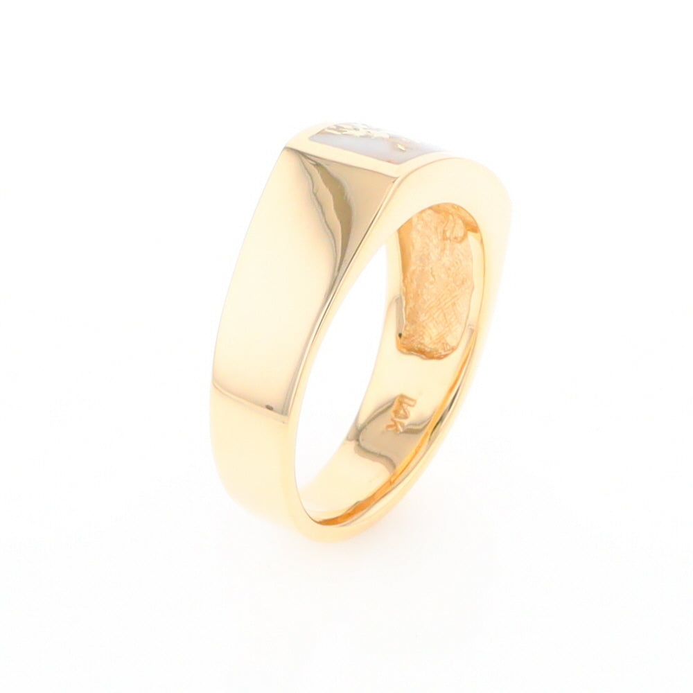 Gold Quartz Ring Rectangle Inlaid Design