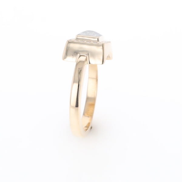 Meteorite Ring Square Inlaid Halo .14ctw Diamonds Design