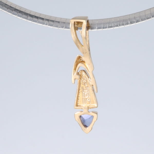 Opal Pendant Triangle Inlaid Design with Trillion Cut Tanzanite