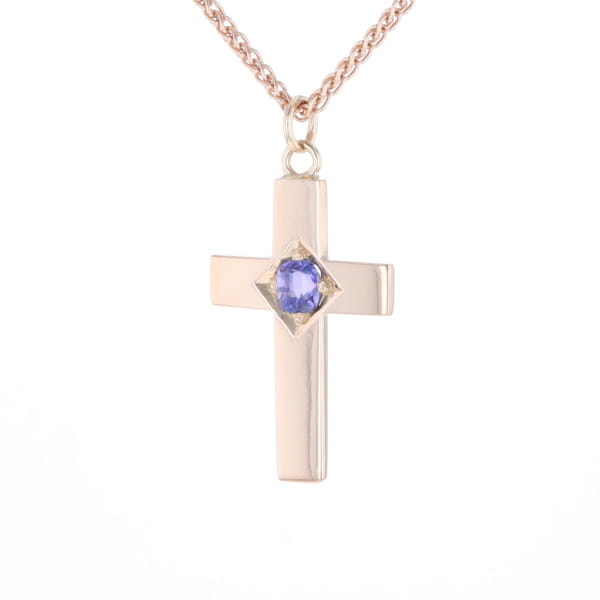 Cross Pendant with Purple Sapphire