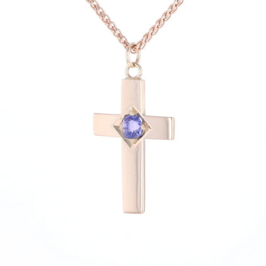 Cross Pendant with Purple Sapphire