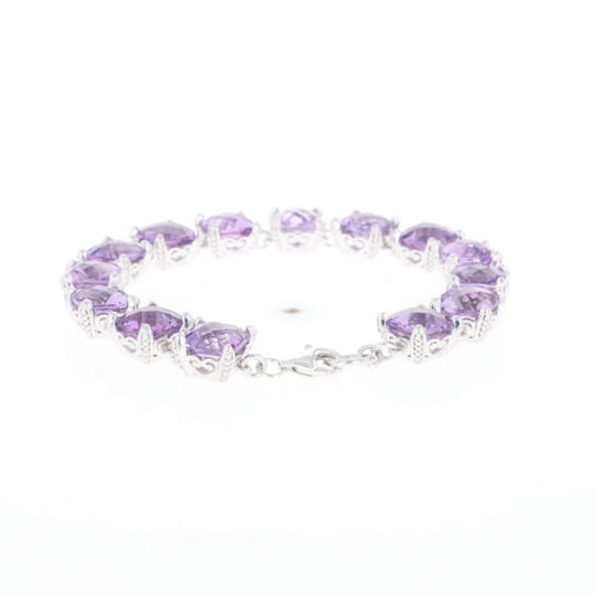 Amethyst Bracelet With Silver Filigree