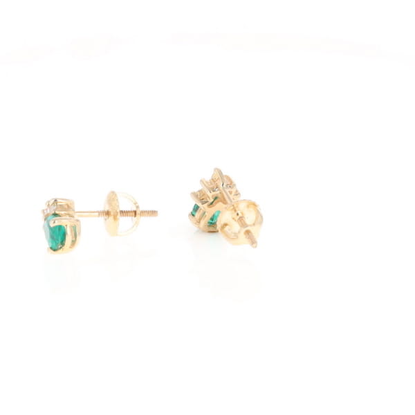 Synthetic Emerald Pear Shaped Earrings with Diamond Accents