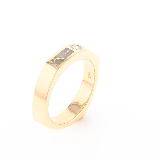 Gold Quartz Ring Double Sided Inlaid Design with .10ct Round Diamond G2