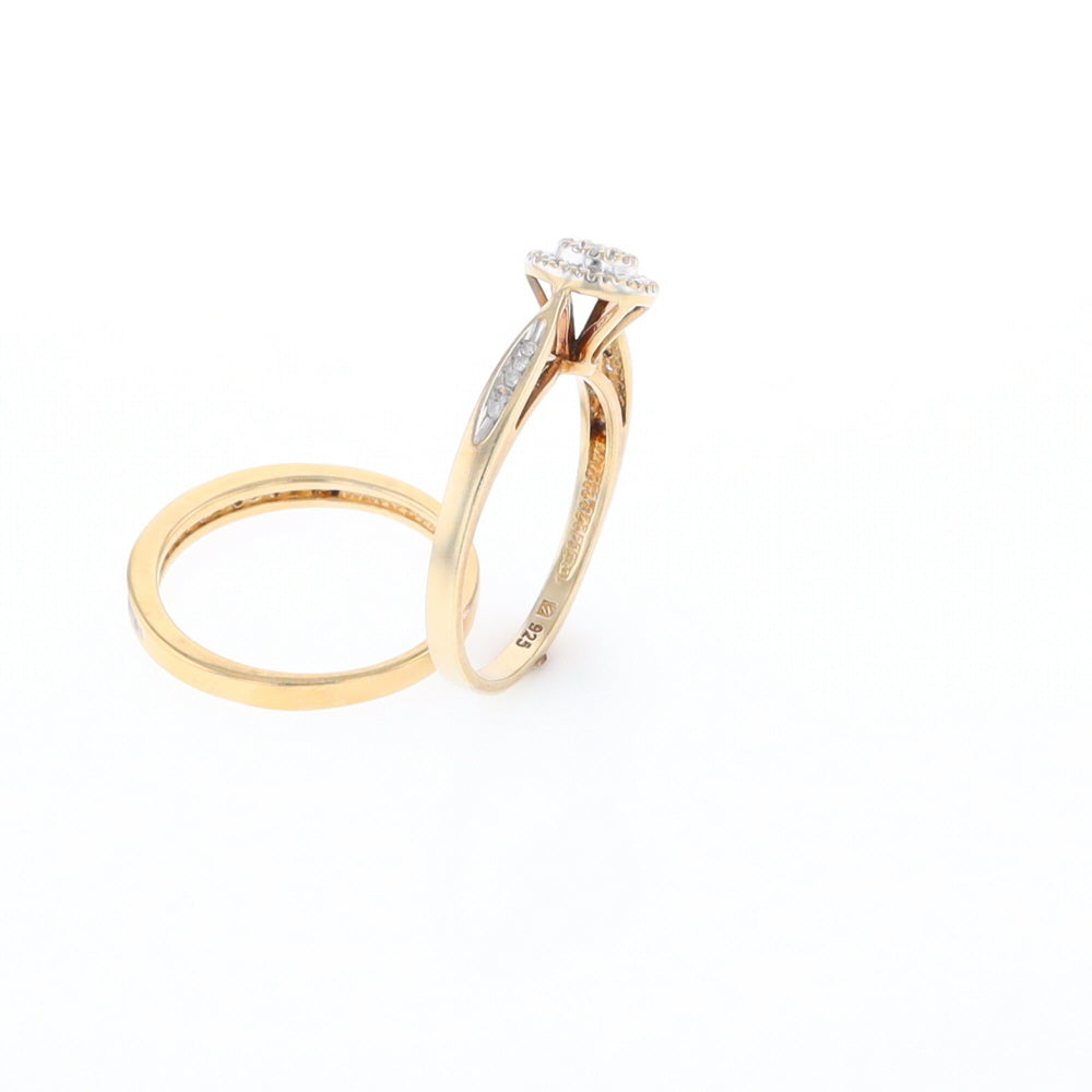 Gold Plated Silver Diamond Engagement Ring Set